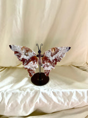 Mexican Lace Agate Butterfly with Stand